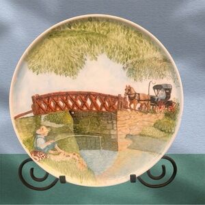 Scenic Decorative Plate with Bridge and Carriage